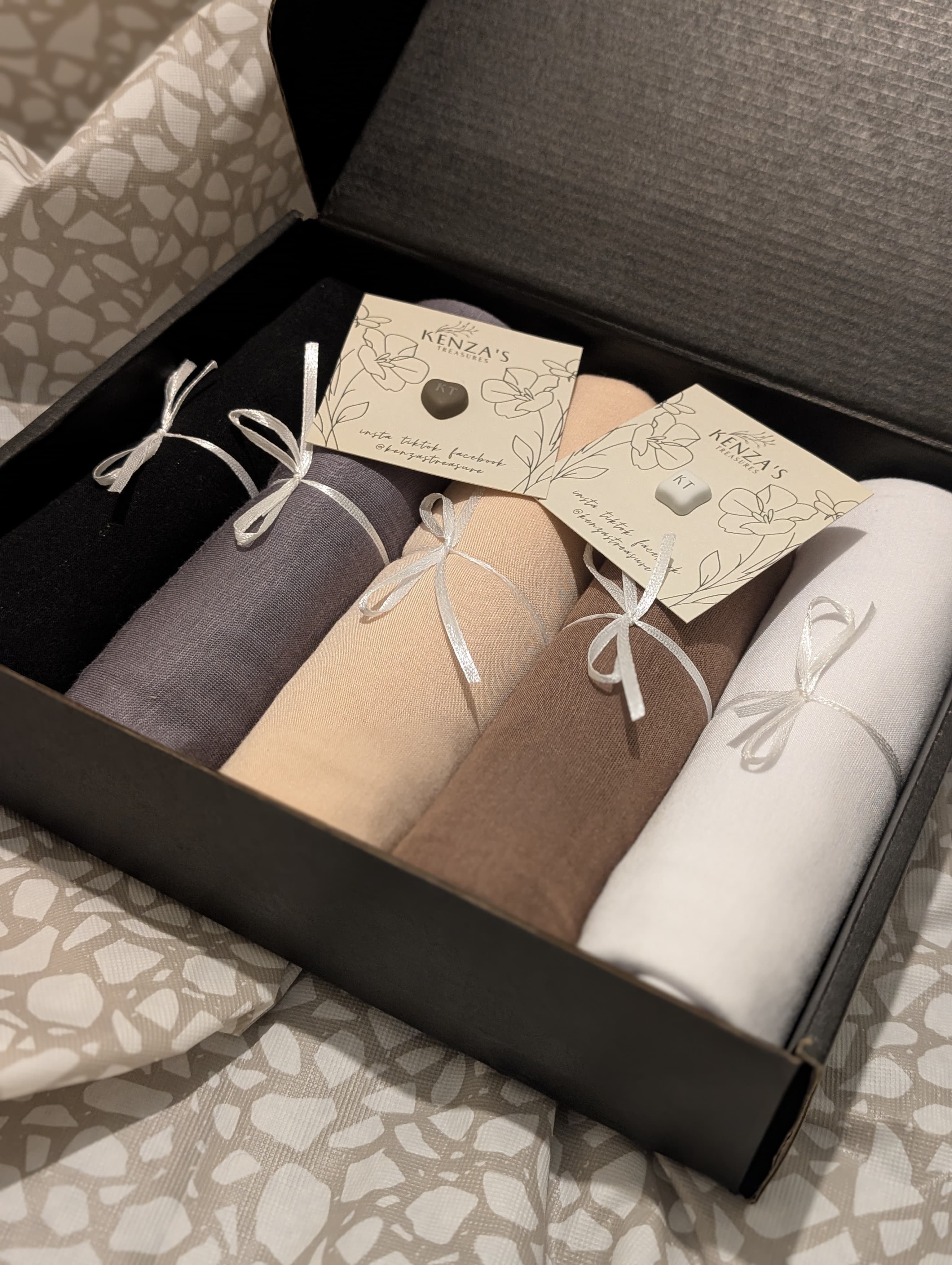 Jersey Hijab Gift Box- Signature Elements Collection- Set of 5 + Free Hijab Magnets