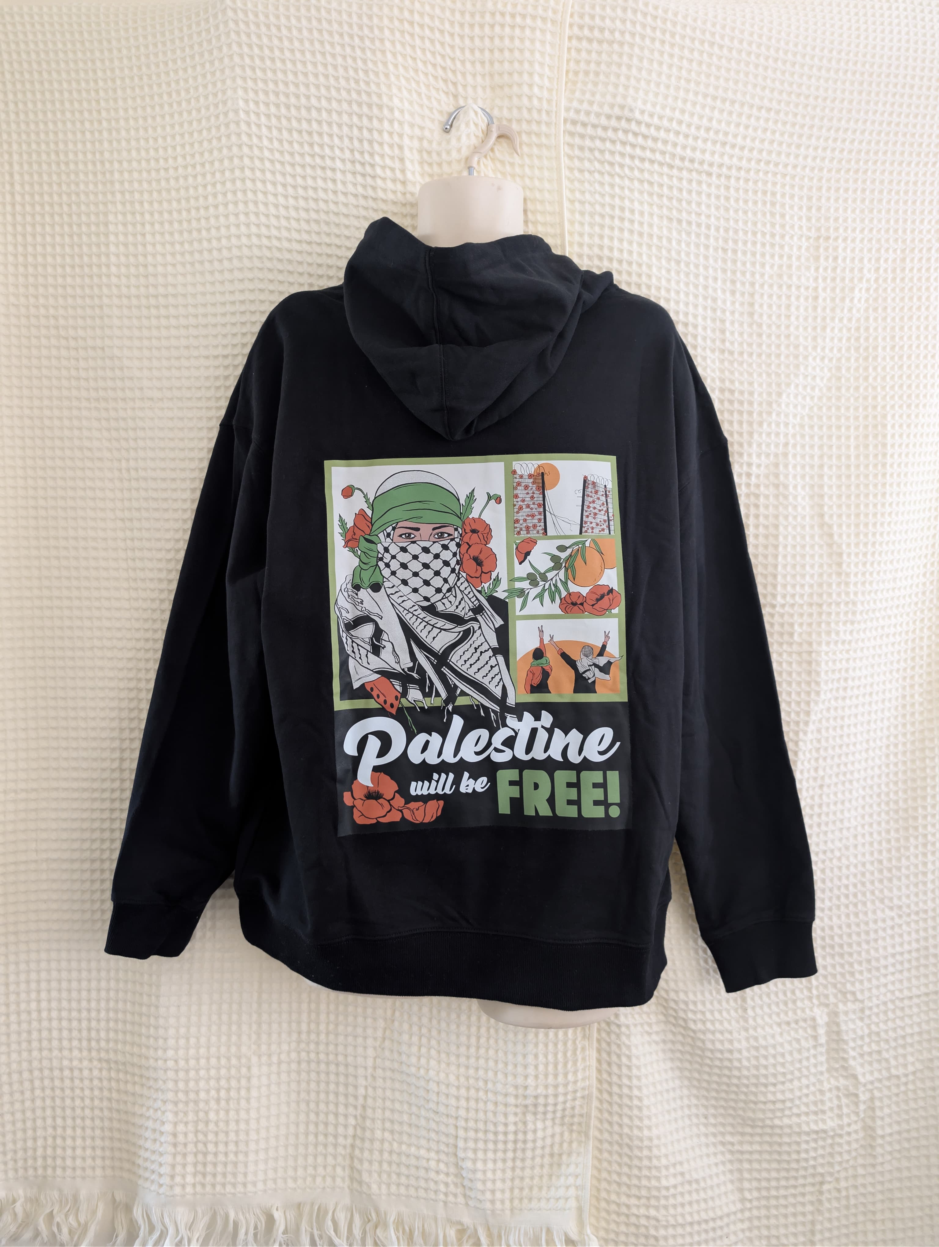 Kenza’s Treasures hoodies- “Clothing with purpose”- Palestine Will Be Free- 100% cotton, oversized fit-unisex