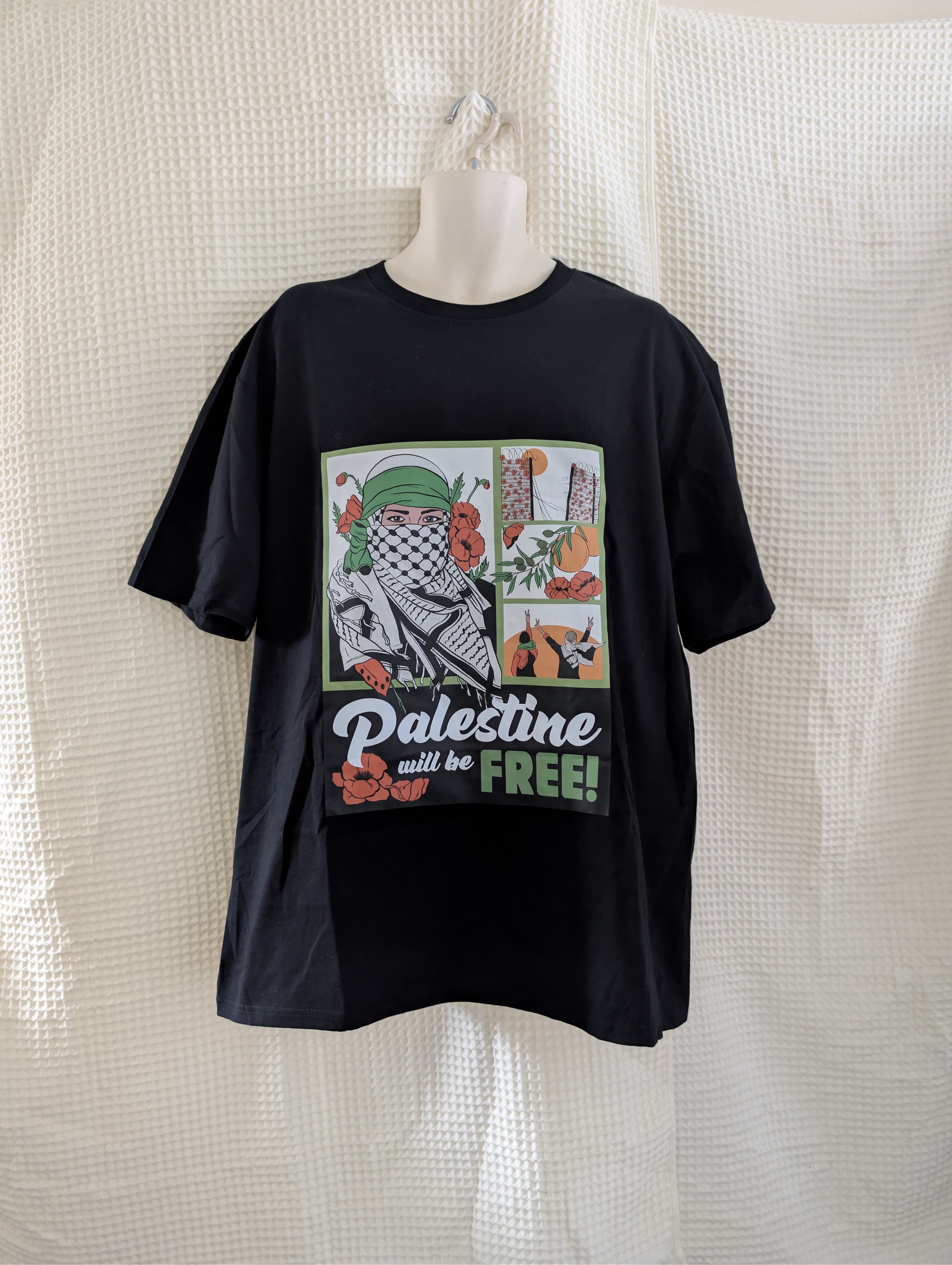 Kenza’s Treasures T-shirt- “Clothing With Purpose”- Palestine Will Be Free- Oversized Fit- Unisex