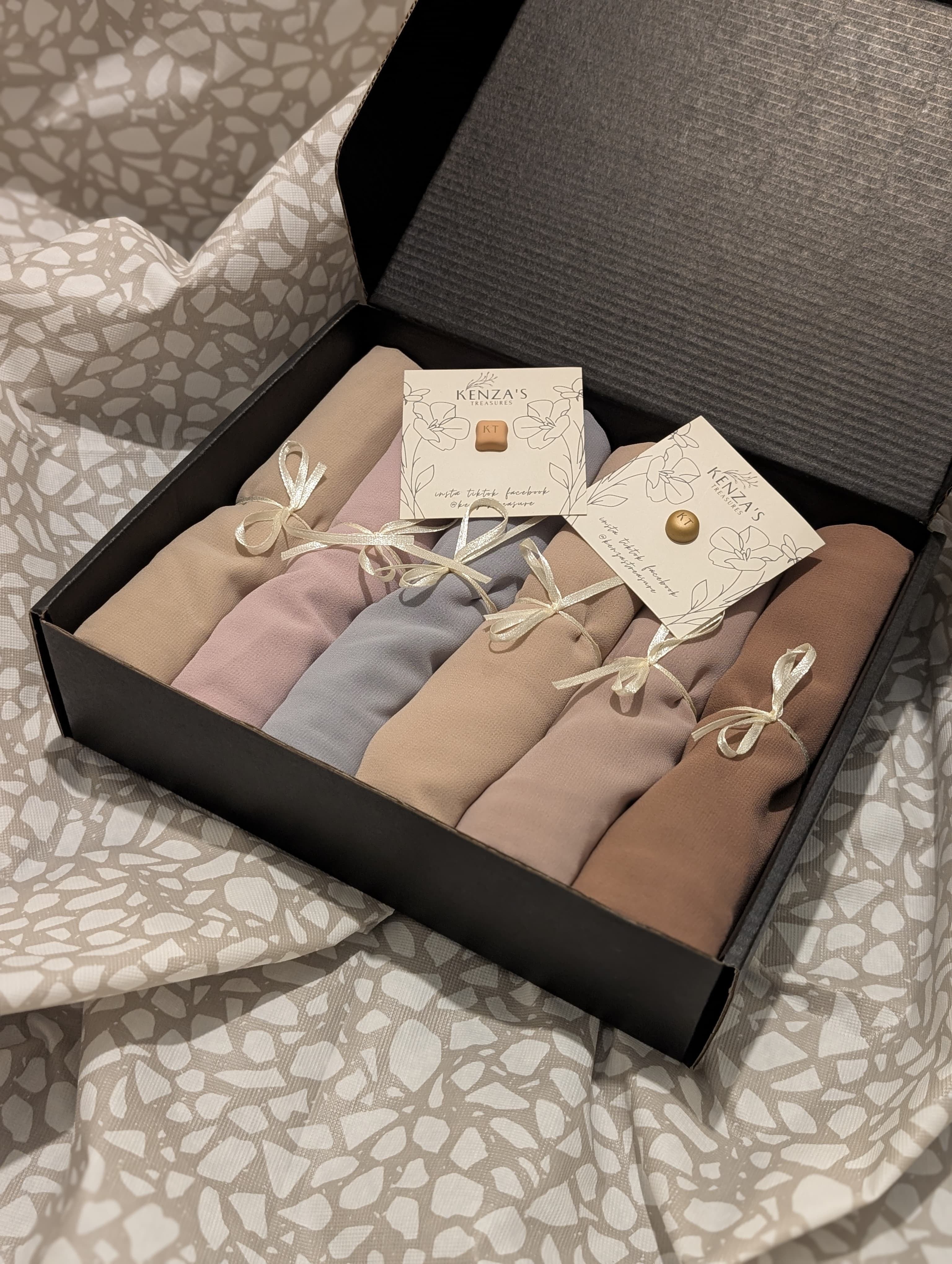 Chiffon Hijab Gift Box- The Velvet Earth Collection- Set of 6 + Free Hijab Magnets