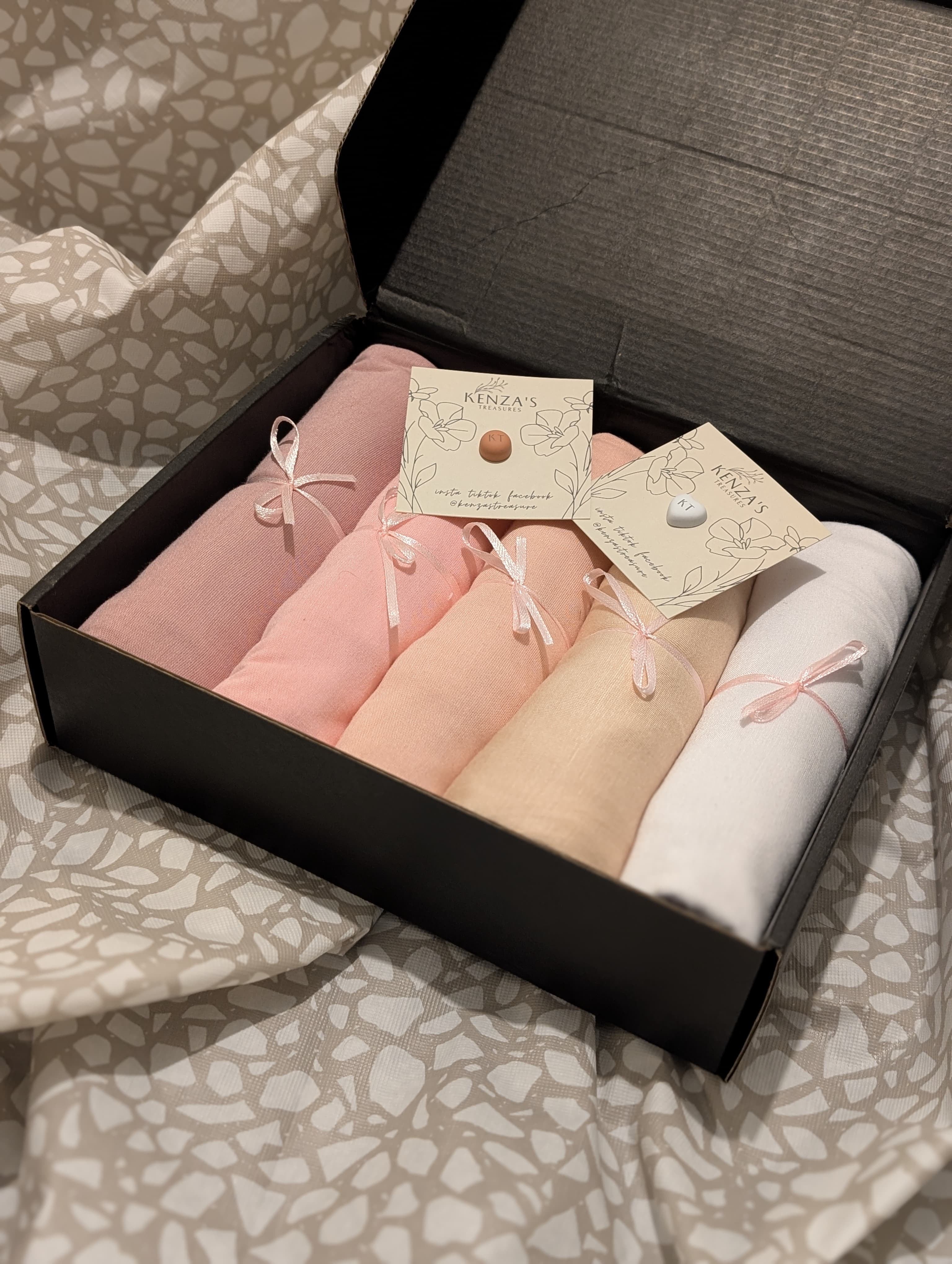 Jersey Hijab Gift Box- Petal and Pearl Collection- Set of 5 + Free Hijab Magnets