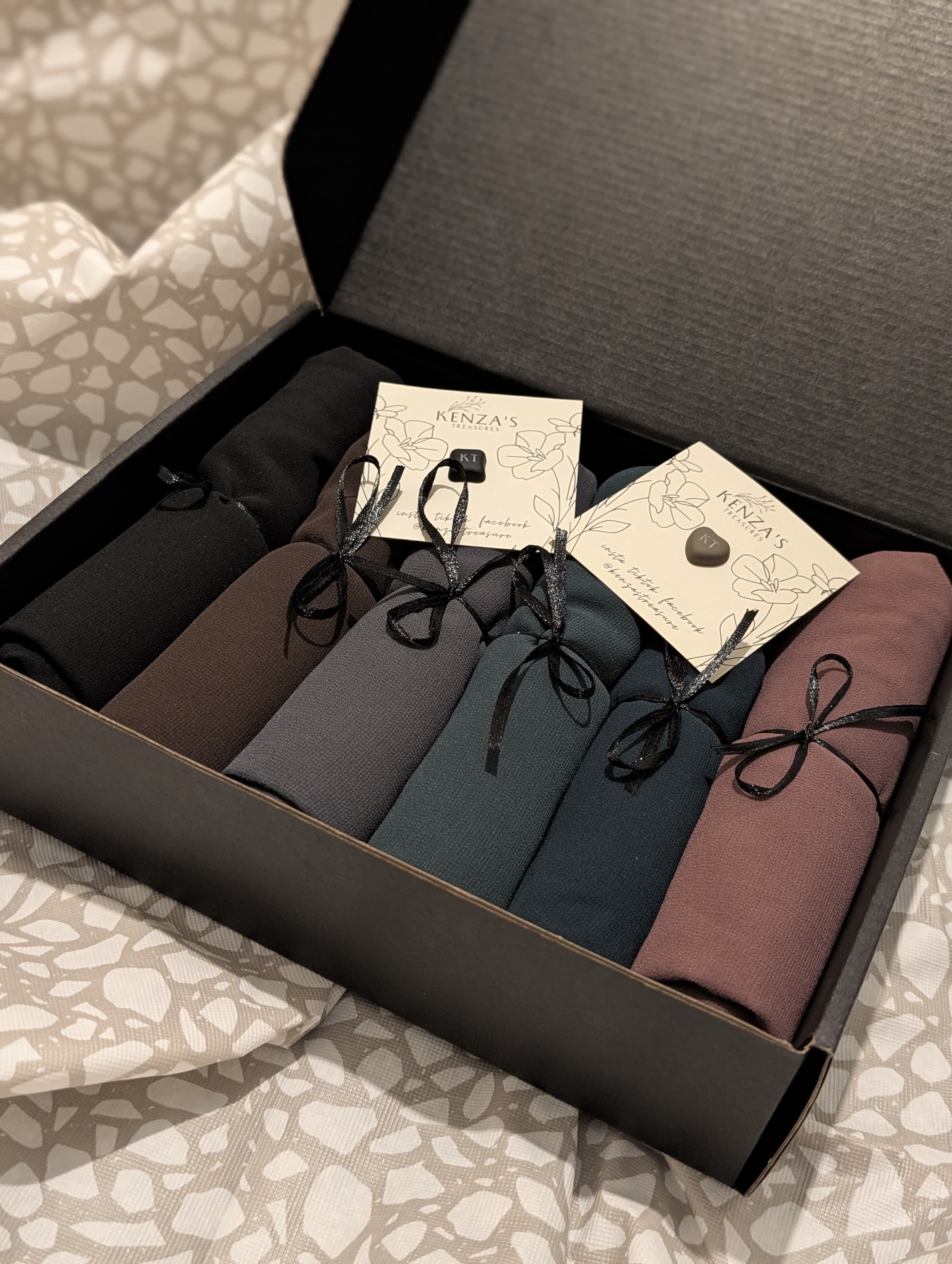 Chiffon Hijab Gift Box- The Midnight Elements- Set of 6 + Free Hijab Magnets
