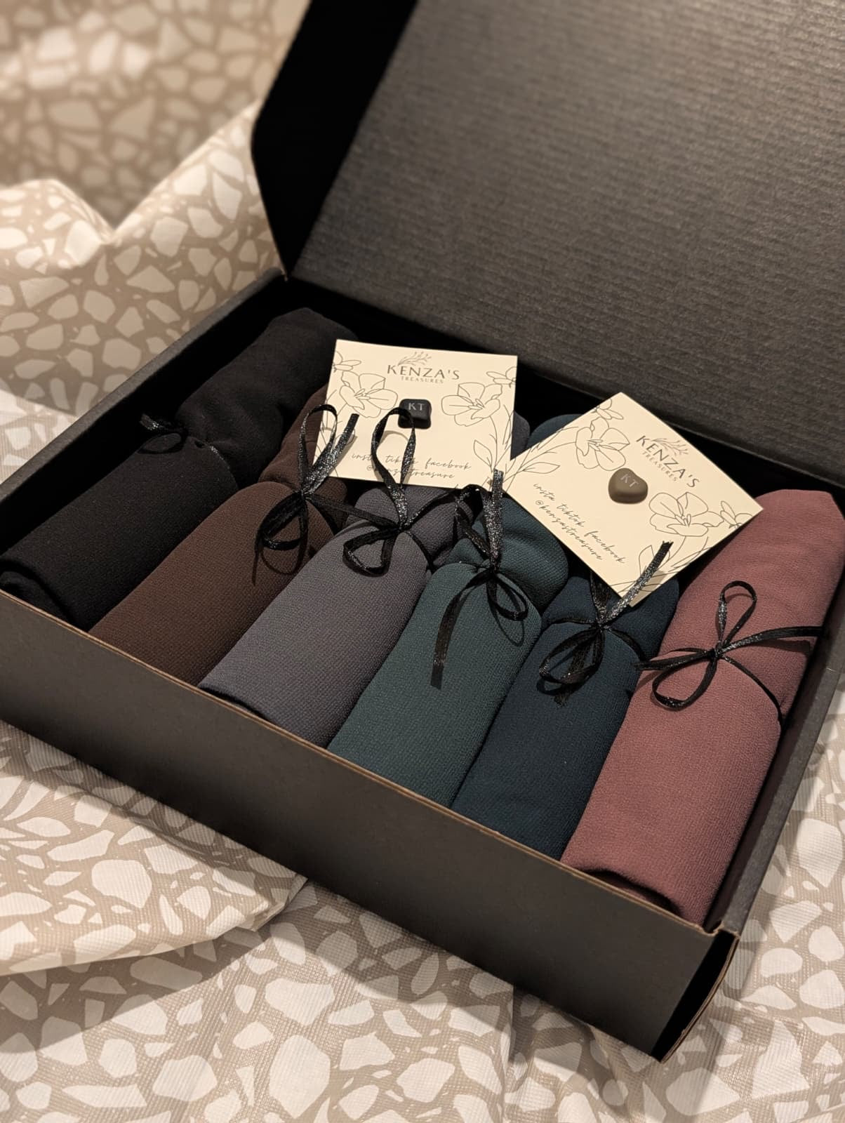 Chiffon Hijab Gift Box- The Midnight Elements- Set of 6 + Free Hijab Magnets