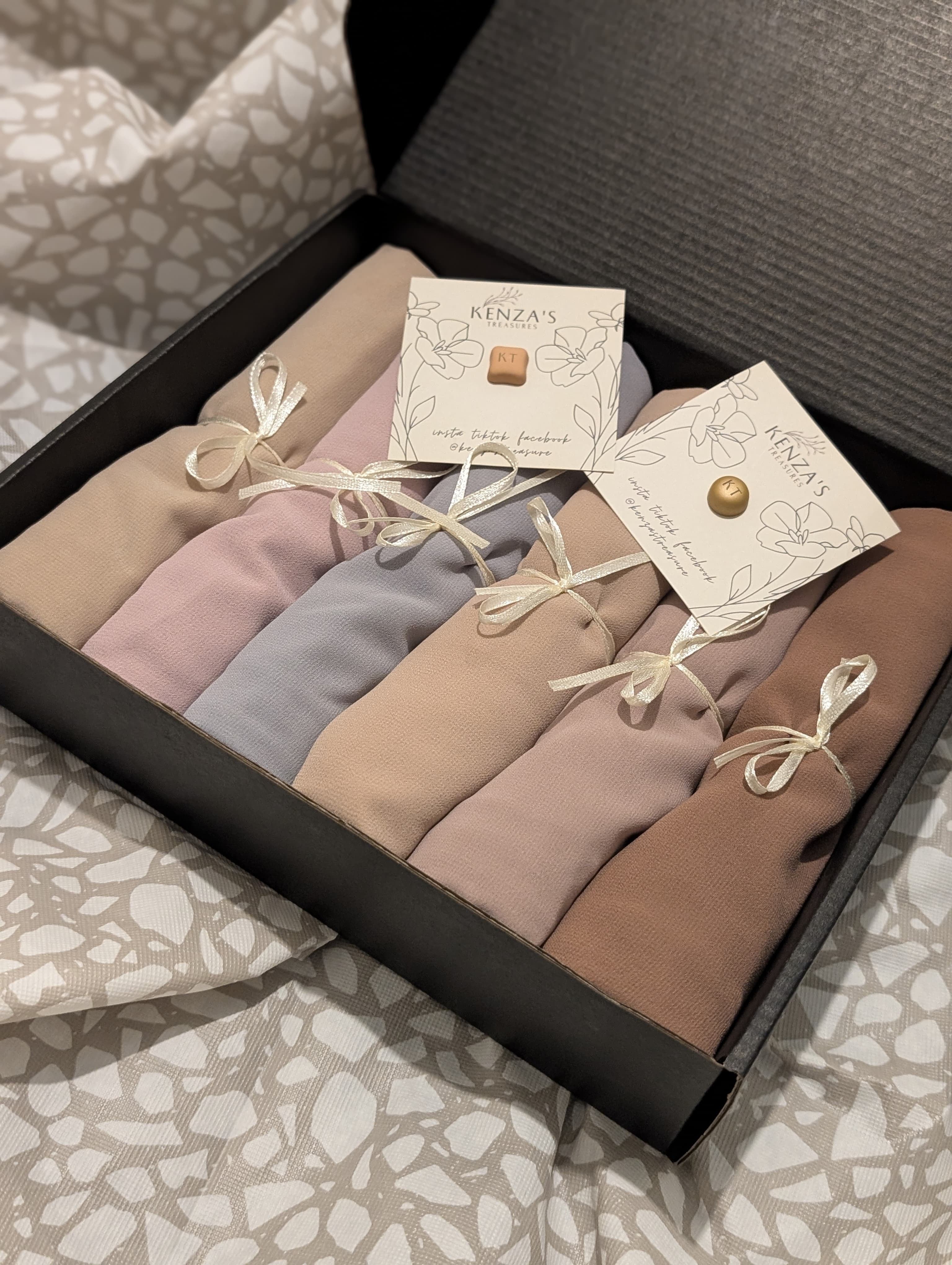 Chiffon Hijab Gift Box- The Velvet Earth Collection- Set of 6 + Free Hijab Magnets