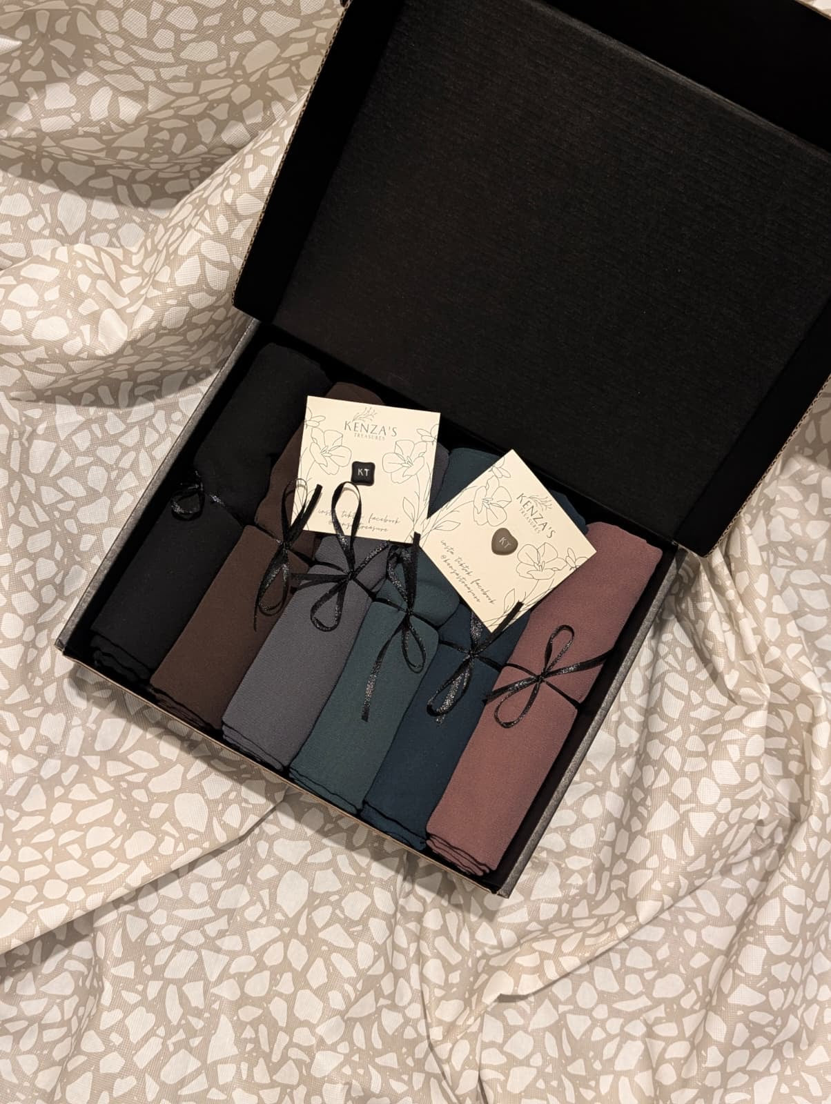 Chiffon Hijab Gift Box- The Midnight Elements- Set of 6 + Free Hijab Magnets