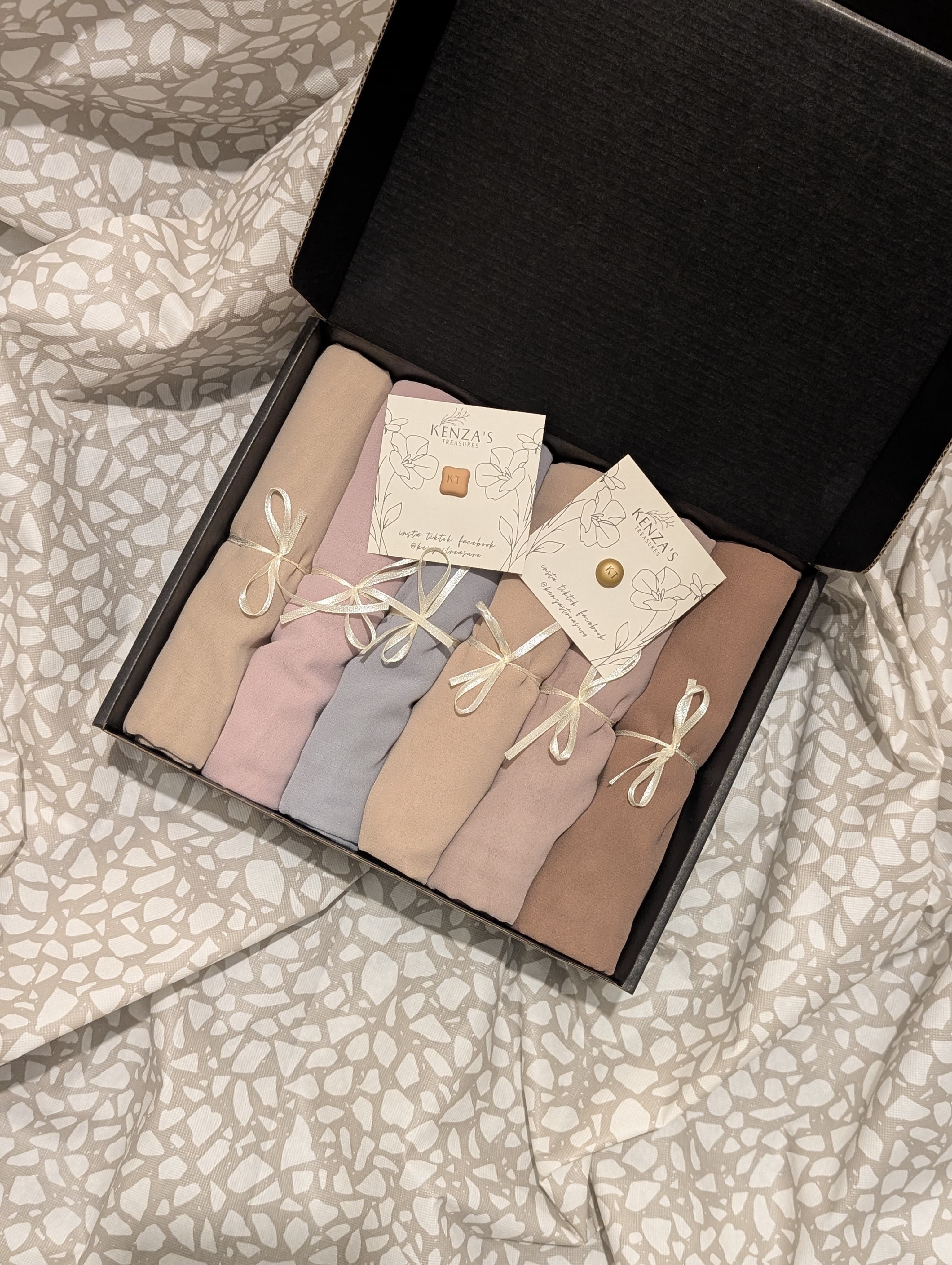 Chiffon Hijab Gift Box- The Velvet Earth Collection- Set of 6 + Free Hijab Magnets