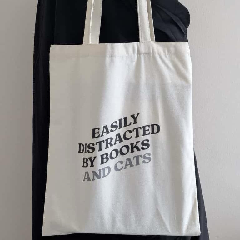 Cat and Book Lover Totes 4 Palestine- pspspsps, Easily Distracted, Muslimah
