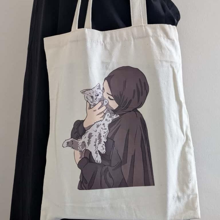 Cat and Book Lover Totes 4 Palestine- pspspsps, Easily Distracted, Muslimah