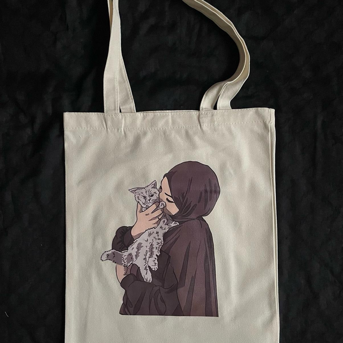 Cat and Book Lover Totes 4 Palestine- pspspsps, Easily Distracted, Muslimah