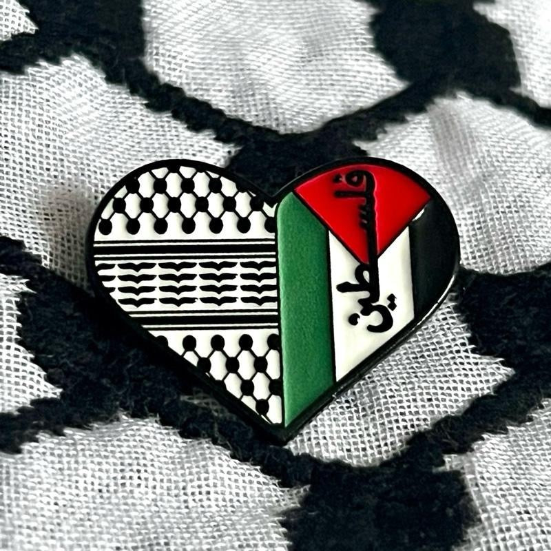 Half Keffiyeh Half Palestine Flag Accessories Set- Necklace, Keychain, Pin