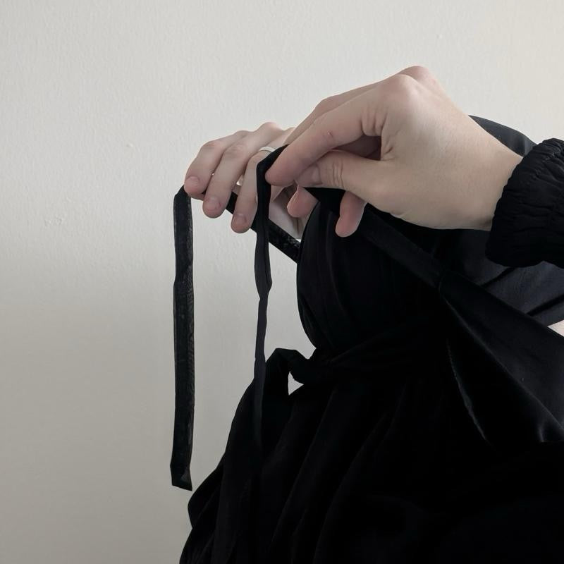 Half Niqabs 7” Made From Wool Chiffon With Tie Back In Black