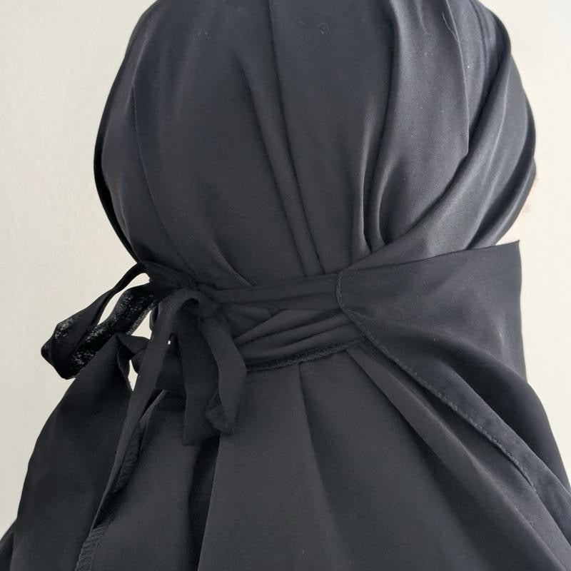 Half Niqabs 7” Made From Wool Chiffon With Tie Back In Black