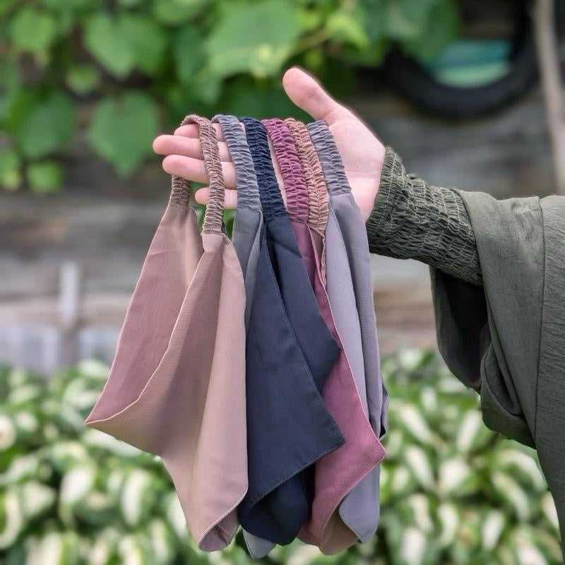 7” Half Niqabs From Breathable Korean Wool Chiffon With Elasticated Band- Multiple Colours Availabla