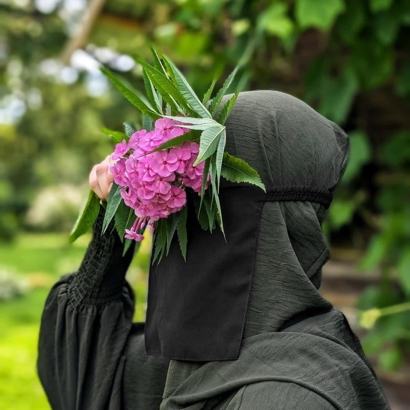 7” Half Niqabs From Breathable Korean Wool Chiffon With Elasticated Band- Multiple Colours Availabla