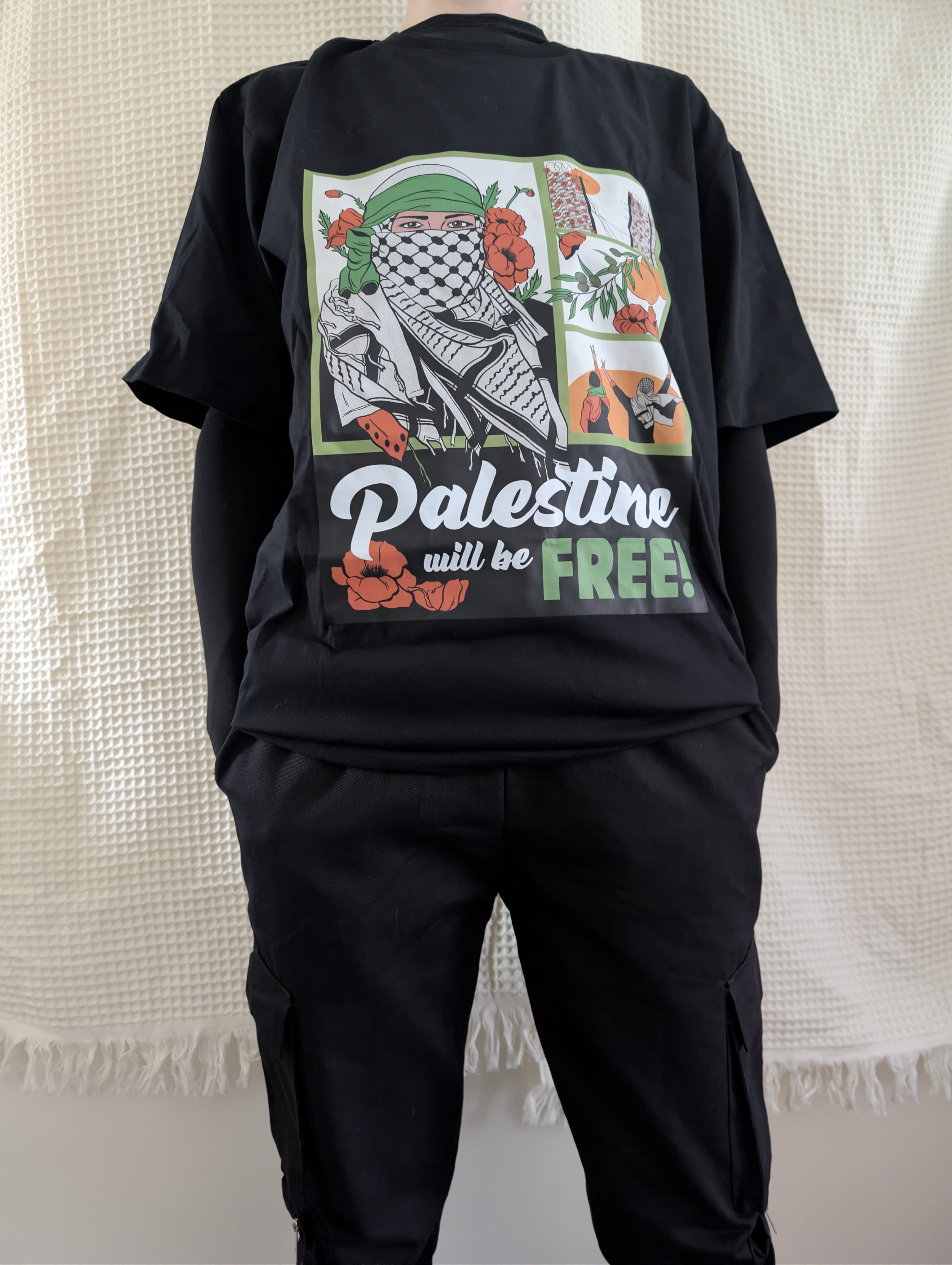 Kenza’s Treasures T-shirt- “Clothing With Purpose”- Palestine Will Be Free- Oversized Fit- Unisex